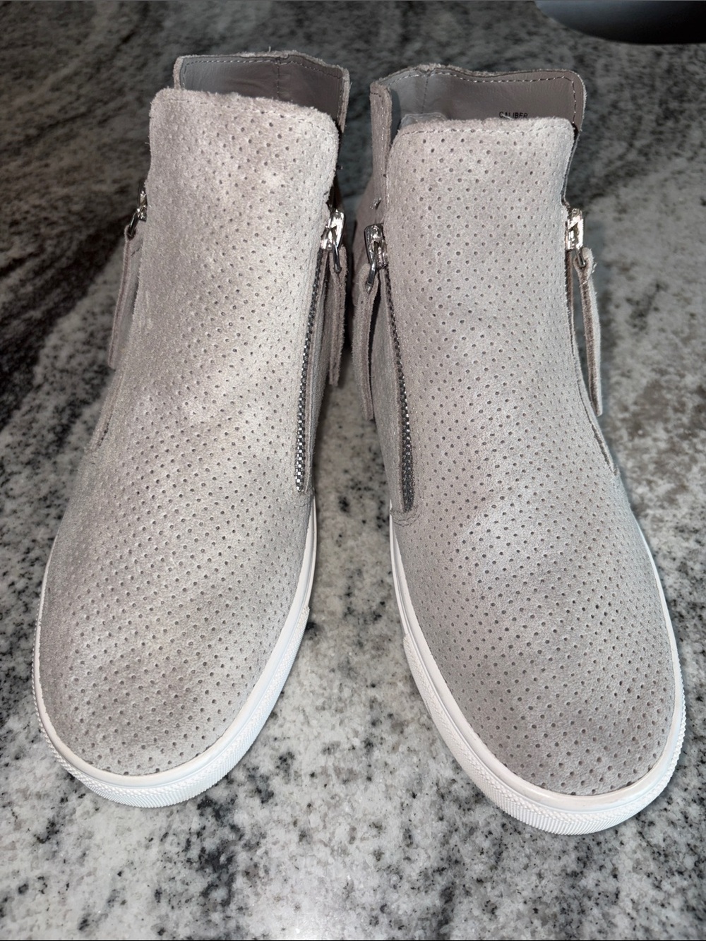 Steve Madden Perforated Zip-Accent Ankle Sneakers - Light Gray - Picture 2 of 7